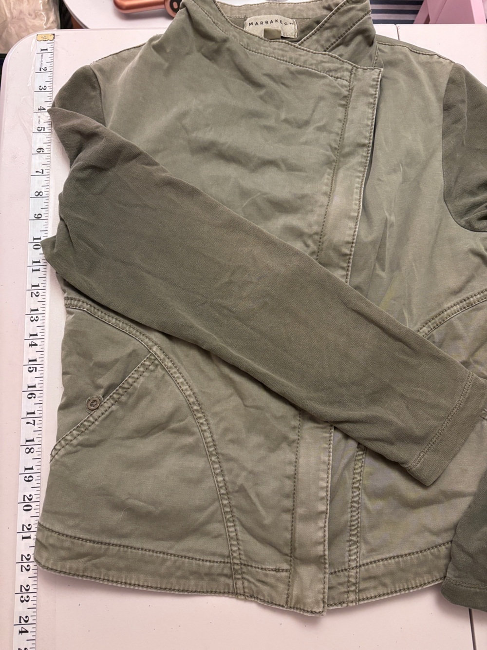 Y2K Anthropologie Marrakech Military Field Jacket Size Medium Moto Utility Green - Picture 7 of 11